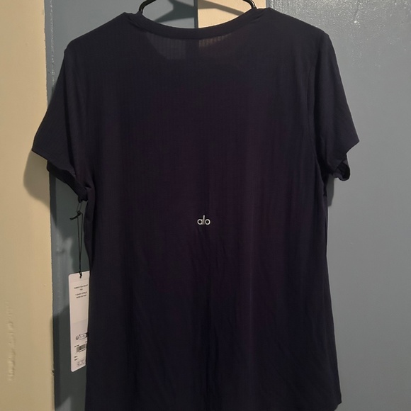 ALO Navy Ribbed Seacoast Tee - Picture 3 of 4